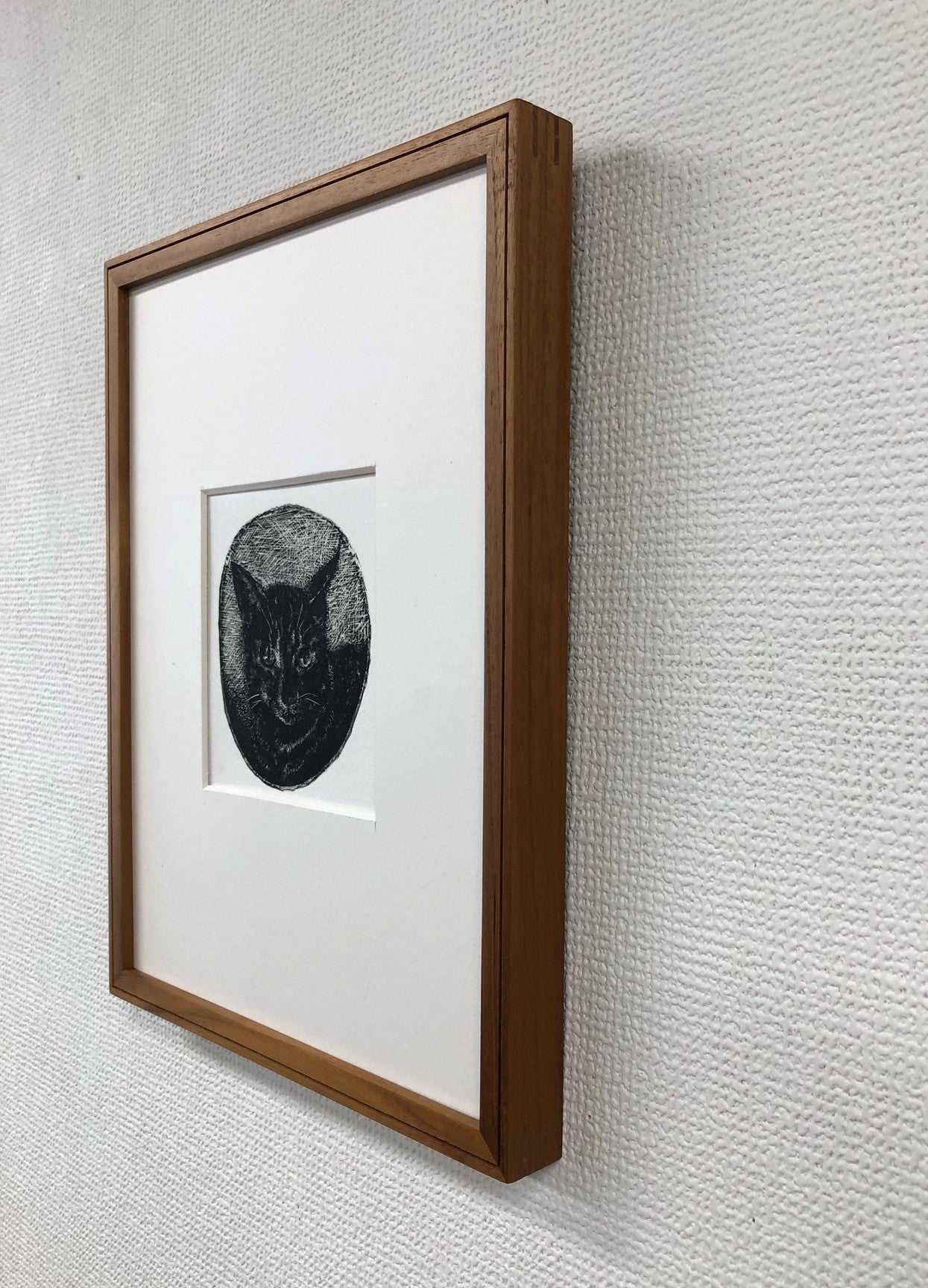 猫の木彫り版画