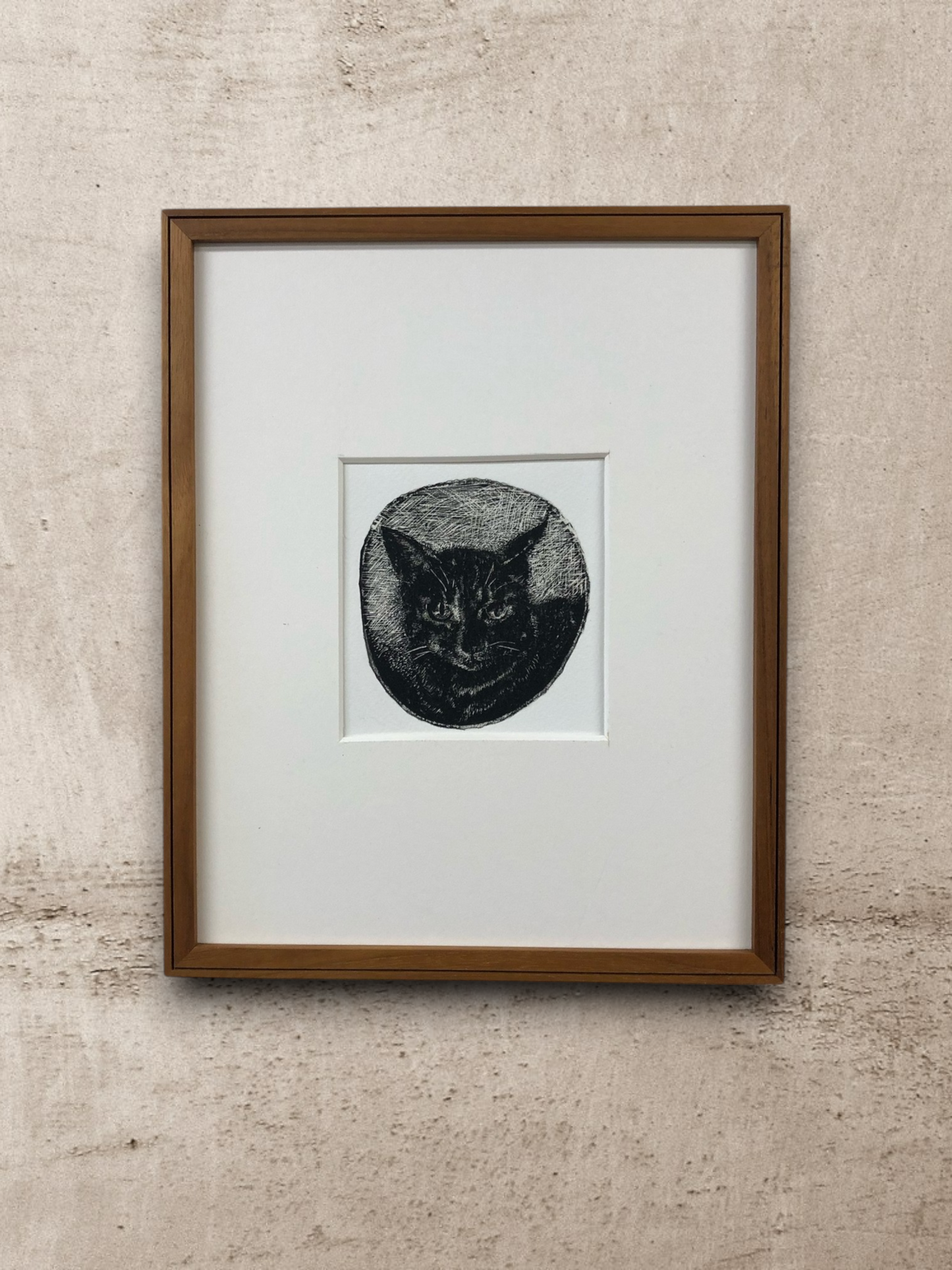 猫の木彫り版画