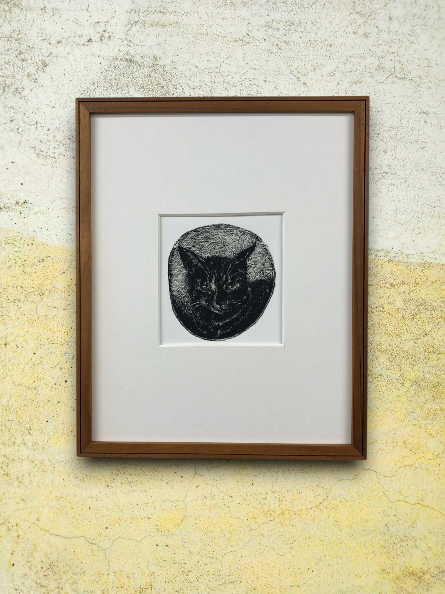 猫の木彫り版画