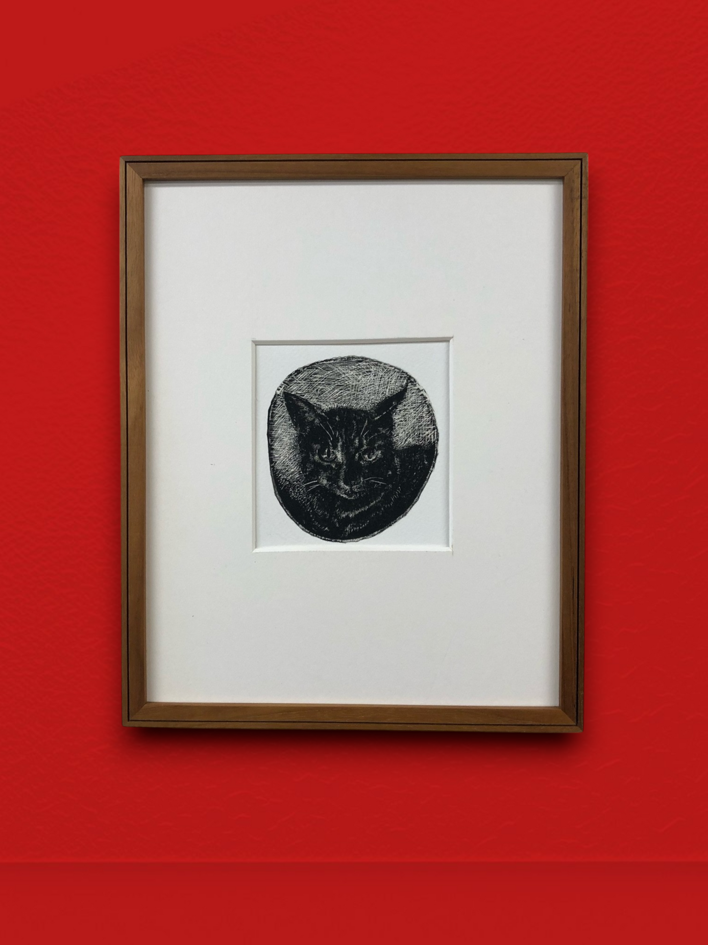 猫の木彫り版画