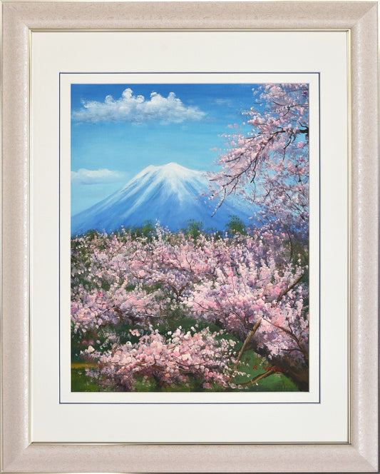 3月桜咲く岩木山