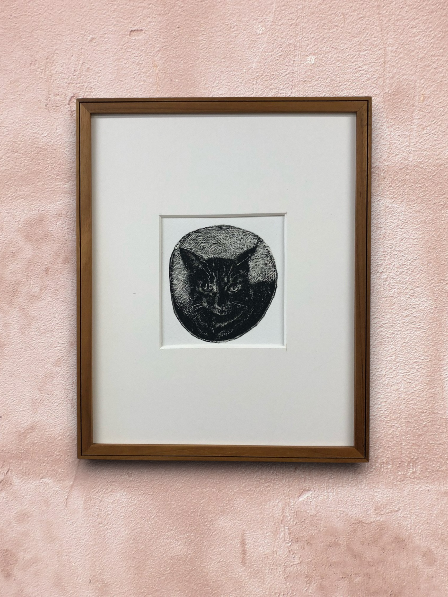 猫の木彫り版画