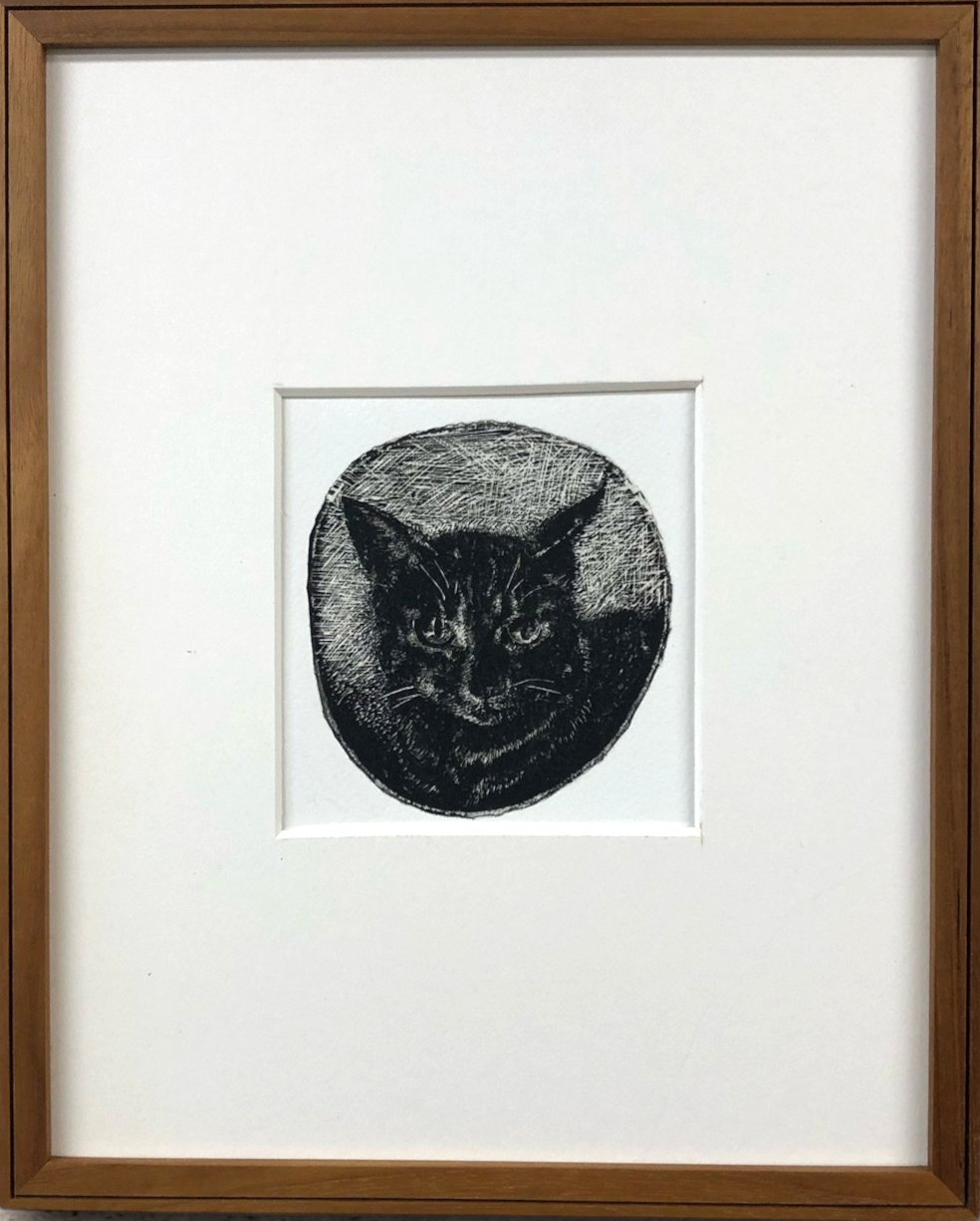 猫の木彫り版画